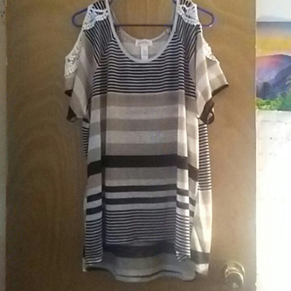 Striped cold shoulder blouse